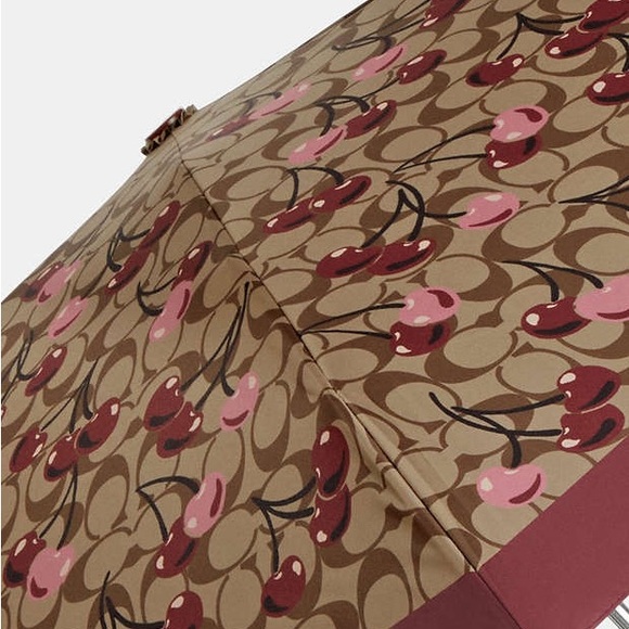NWT Coach Uv Protection Mini Umbrella In Signature Cherry Print - Picture 2 of 5